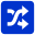 Crossing arrows in rounded blue square.svg