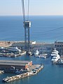 Der Turm Torre Sant Sebastia der Seilbahn über Barcelona