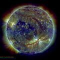 Sunspot 1112 is crackling with solar flares.