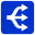 Three disambiguation arrows icon in rounded blue square.svg