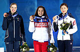 Medailistky Carolina Kostnerová • Adelina Sotnikovová • Kim Ju-na